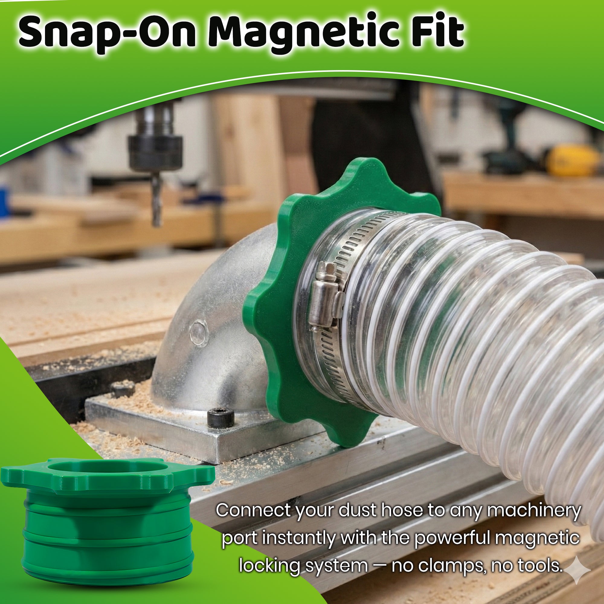 Magnetic Hose Adaptor for Dust Collector 100mm x 4.00 Inches