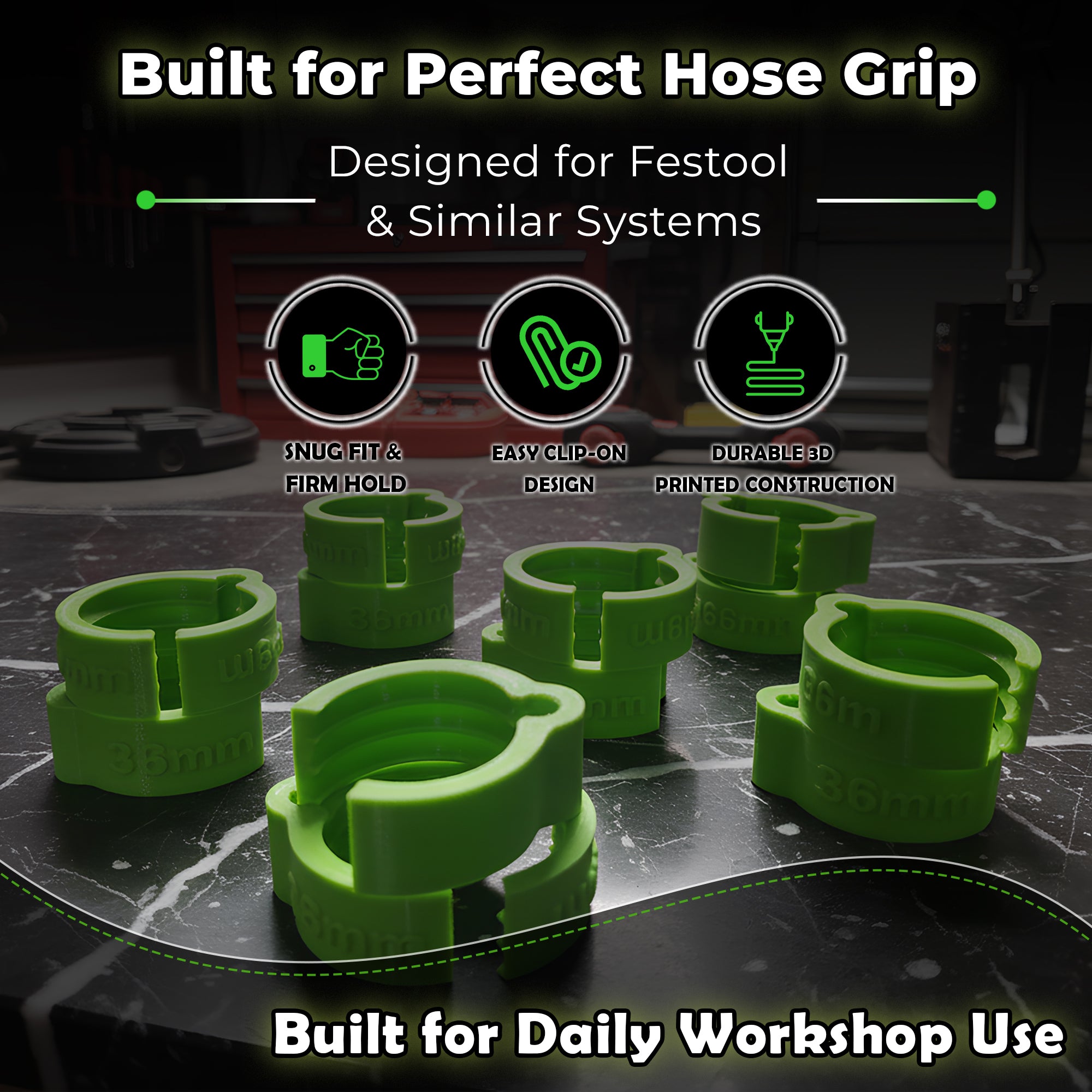 Dust Hose Clips Helical For Festool Vacuum D27 Hose Pack Of 10