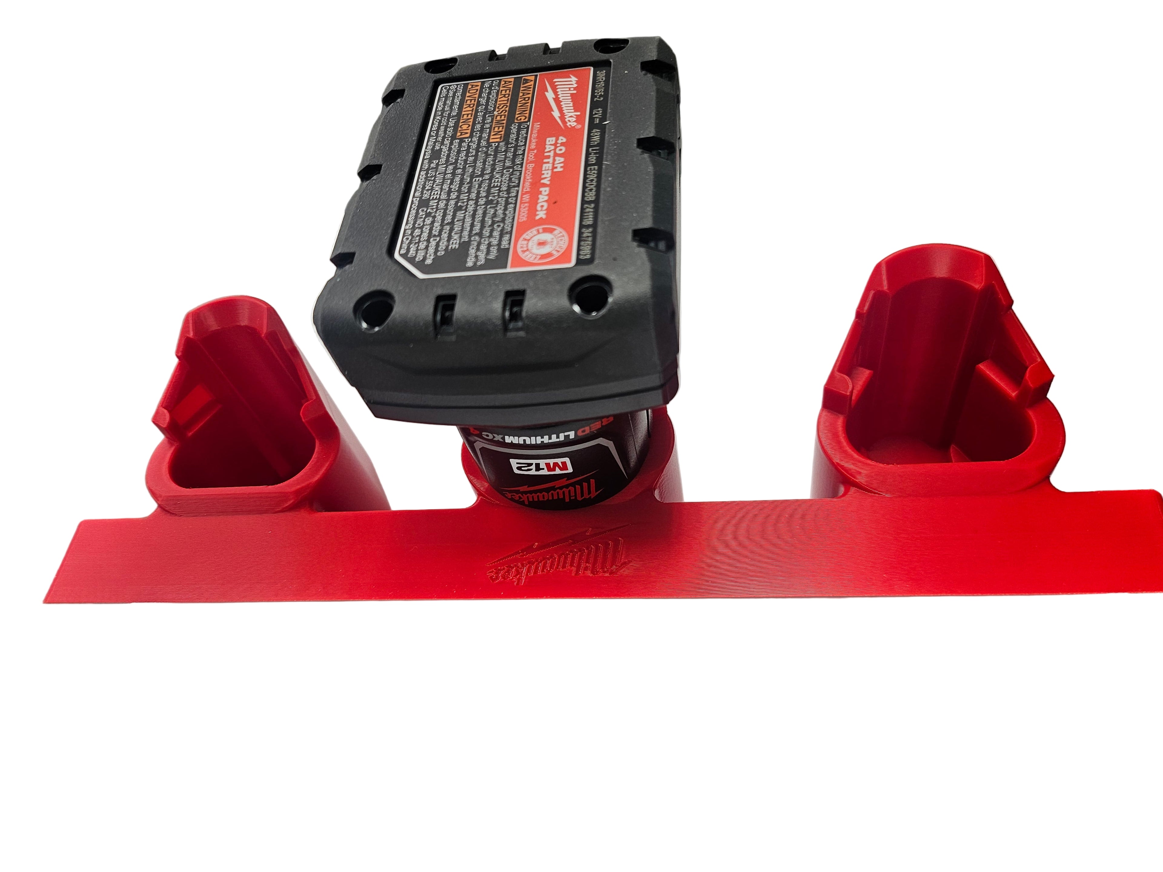 Milwaukee M12 Battery Holder – 3 Slot Drill Battery Organizer for Power Tool Storage