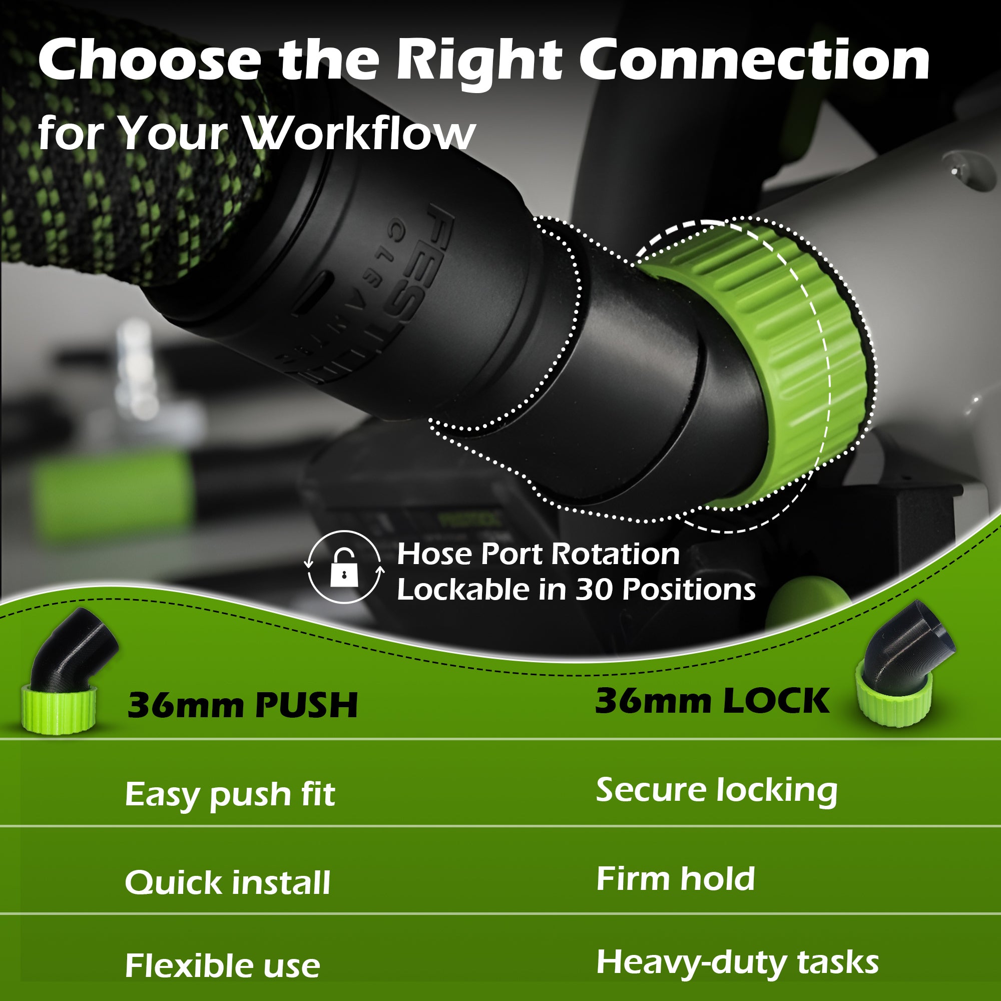 Festool Anti-Snag Hose Port – 30 Position Fixable Upgrade for TS And HK Series