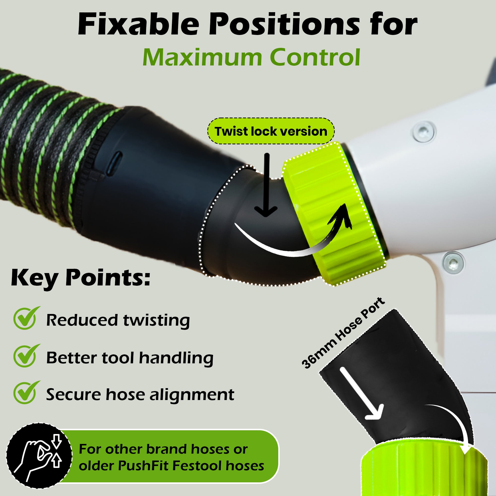 Festool Anti-Snag Hose Port – 30 Position Fixable Upgrade for TS And HK Series